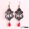 Boucles d'oreilles pendantes Baroques Vintage en Cristal et Dentelle pour Femmes - Noir.
