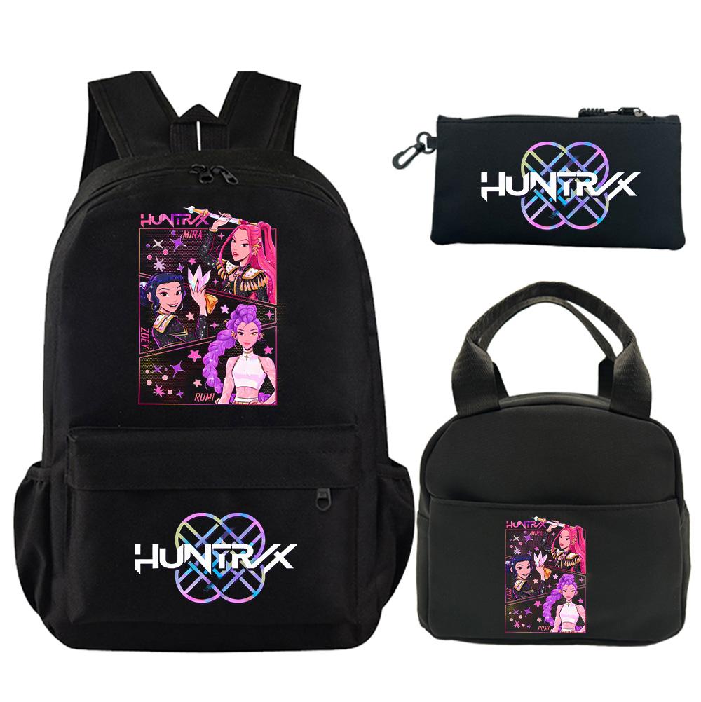 3Pcs/set Anime Demon Hunters Printed Backpack with Shoulder Bag Pencil Case for Student Boy Girl Schoolbag Large Capacity Waterproof Bookbag