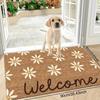 Floral Daisy Welcome Doormat Water Resistant Anti Slip Entry Mat Front Door Garden Patio Outdoor Home Decor Rug