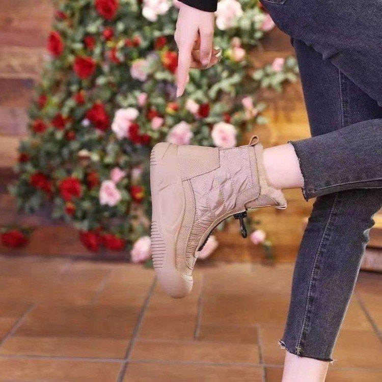 Winter velvet thickened snow boots women's 2025 new versatile retro thick sole heightening non-slip warm cotton shoes women