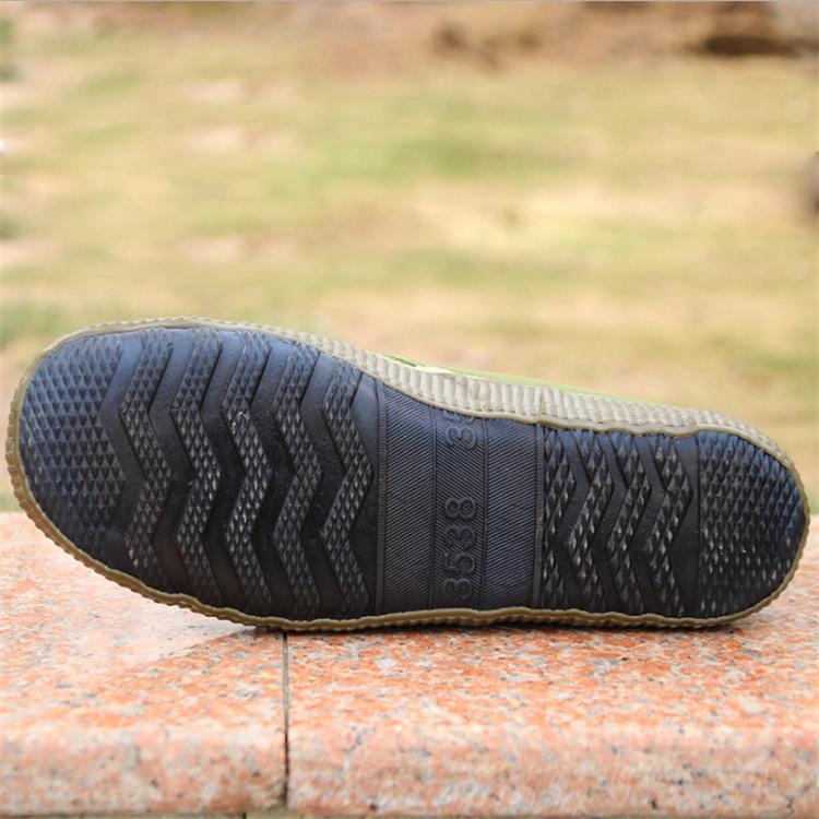 Jiefang Shoes Men, High-top Canvas Shoes, Breathable Farmland Your Total Yellow Sneakers, Street Stall Shoes, Green Jiefang Shoes