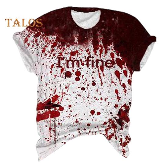 

Женская футболка с круглым вырезом и коротким рукавом, с принтом ужасов на Хэллоуин, тонкая эластичная футболка для косплея, фестивалей, пуловеры, топы M