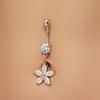 Dangled Design Apricot Blossom Navel Jewelry Zinc Zinc Alloy Flower Rhinestone Belly Ring  Women