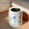 OIMG Ins Style Floral Round Trash Can