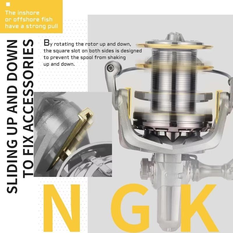 Neue Spinnrolle der NGK8000-14000-Serie, leichte, erweiterte Version, 17 + 1 BB-Lager, hochfester Graphitrahmen, Surf- und allgemeine Angelrolle