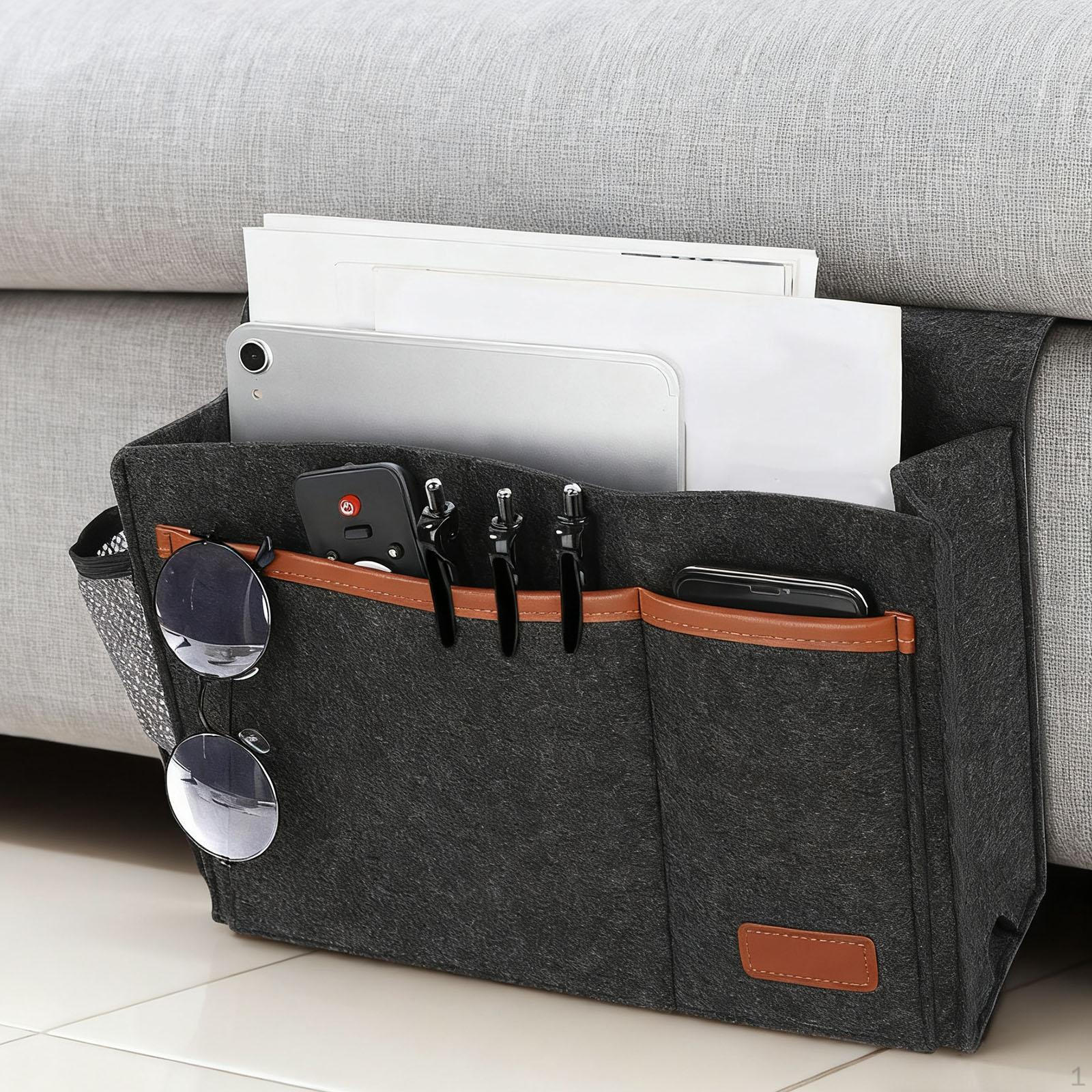 

Органайзер для кровати Подвесная сумка Карман Многофункциональный контейнер для спальни Общежития Гостиной Квартиры Pe темно серый