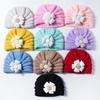 European Autumn/Winter Baby Knit Hat with Flower Design - Warm, Cute, and Solid Color Pullover