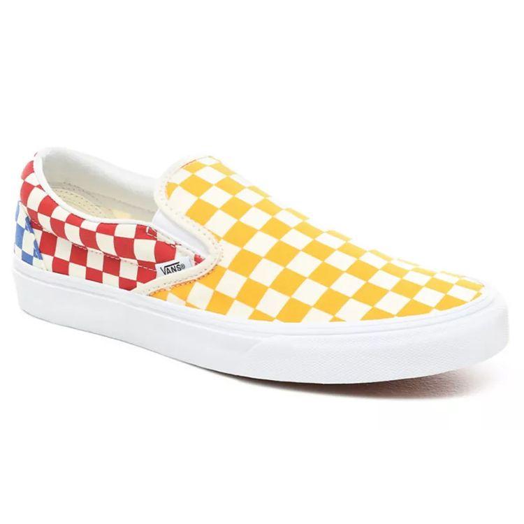 Vans Classic Slip-On Multicolor Checkerboard Unisex Sneakers Black Multi-Color True-White VN0A38F7VLV