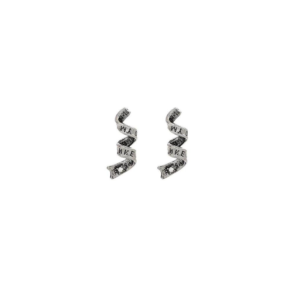 Diamond-Encrusted Letter Spiral Stud Earrings for Women, Niche Light Luxury High-End Sense Fashion Personality Cold Wind Earrings