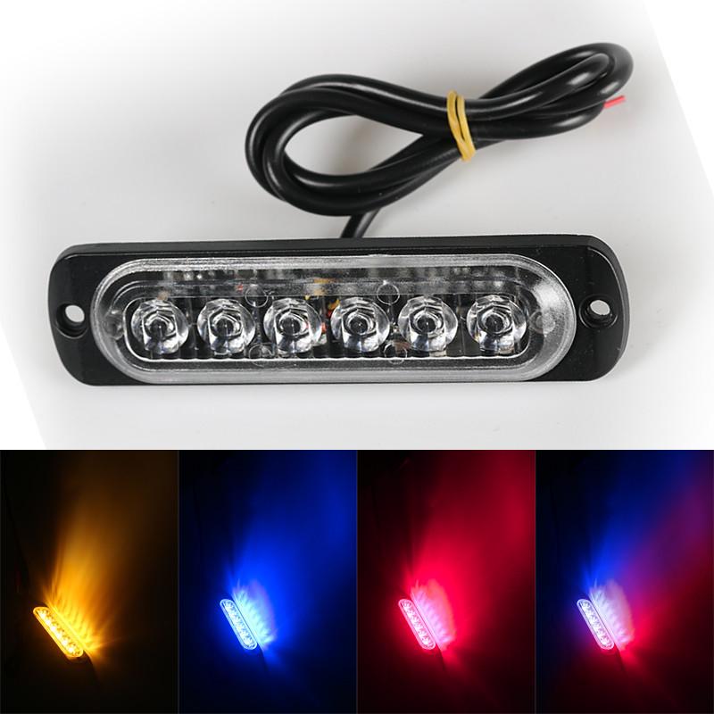 Universal Ultra-Thin 6LED Strobe Side Grille Light 12V/24V for Trucks