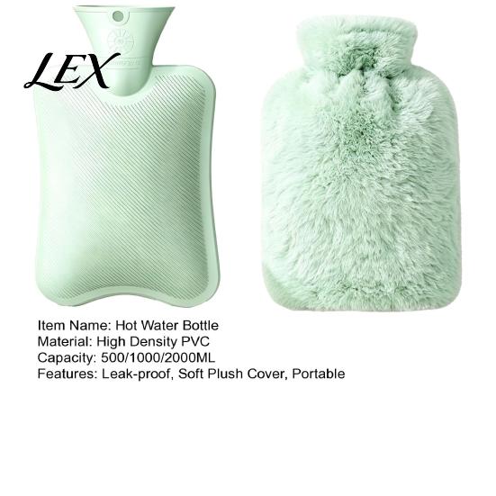 Plush Cover Hot Water Bottle with Cover, 500/1000/2000ML Leak-proof Bag, Explosion Proof Bag Cold Compress Pouch for Shoulder, Back, Hand, Legs,