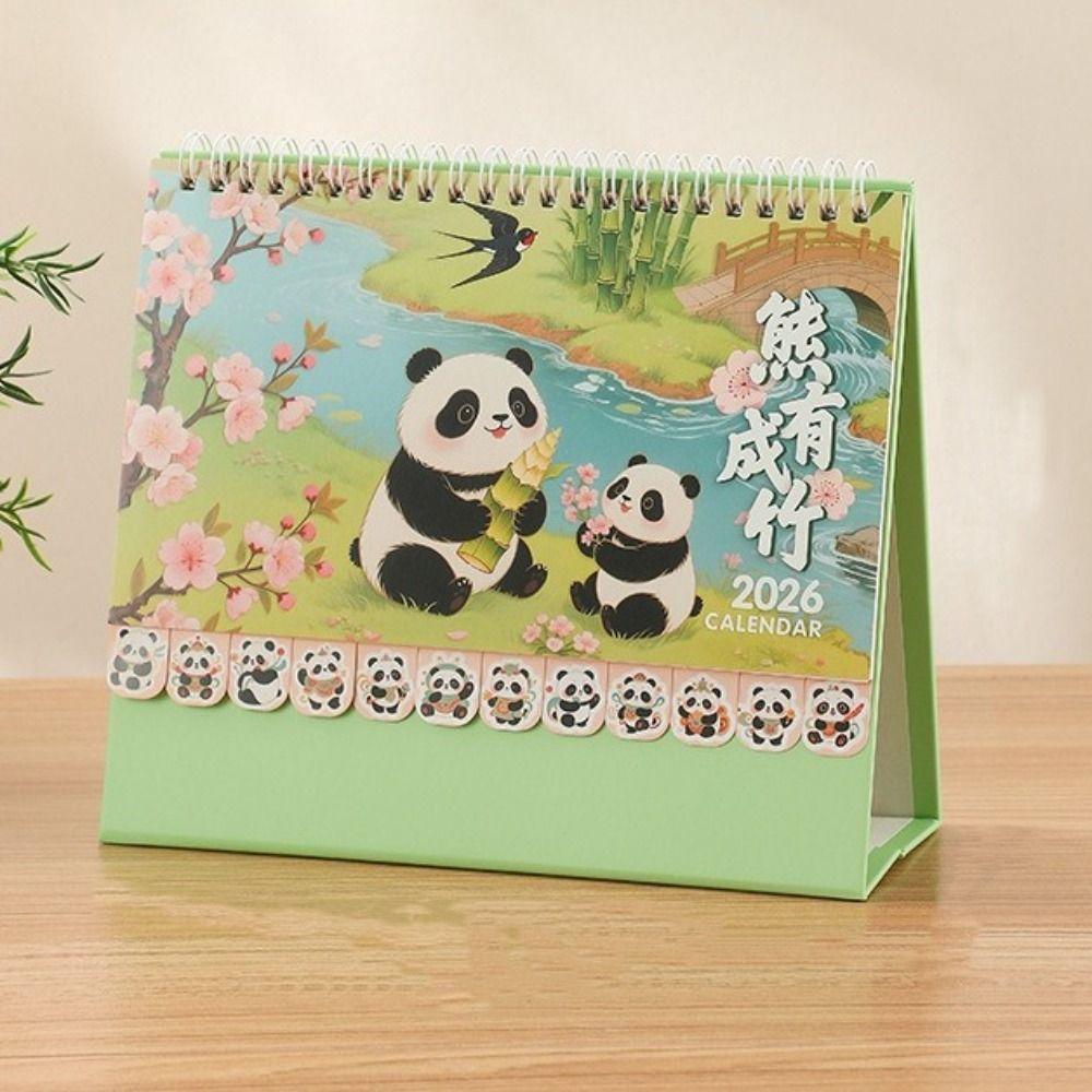 Chinese Style 2026 Desk Calendar Coil Binding Monthly Planner Schedule Planner  Desktop Decoration