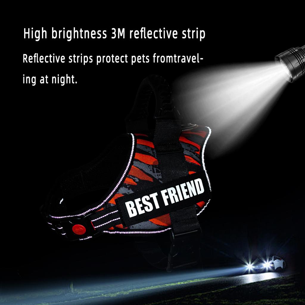 Accept Customise Patches Pet Dog Harness No Pull Reflective Saddle Adjustable Dog Walking For Small Medium And Large Dogs Vest