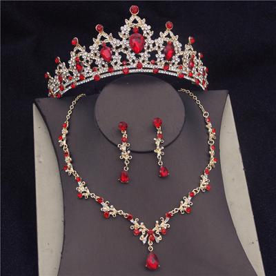 Barock Qualität Mode Kristall Hochzeit Braut Schmuck Sets Frauen Braut Tiara Kronen Ohrring Halskette Hochzeit Schmuck Set