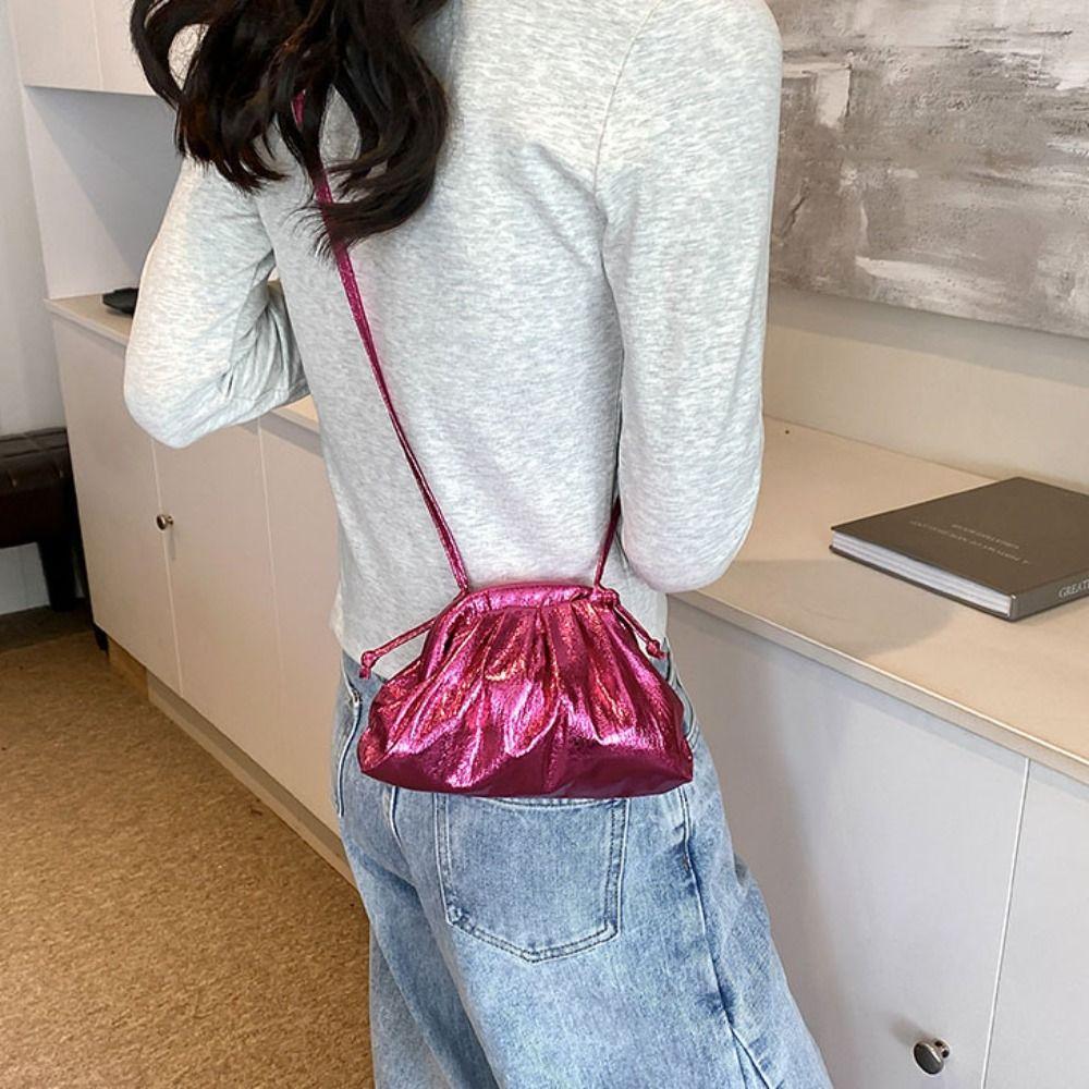 Crossbody Bag Women Dinner Bag Leather Cloud Bag Fashion Pleated Shell Bag Girl