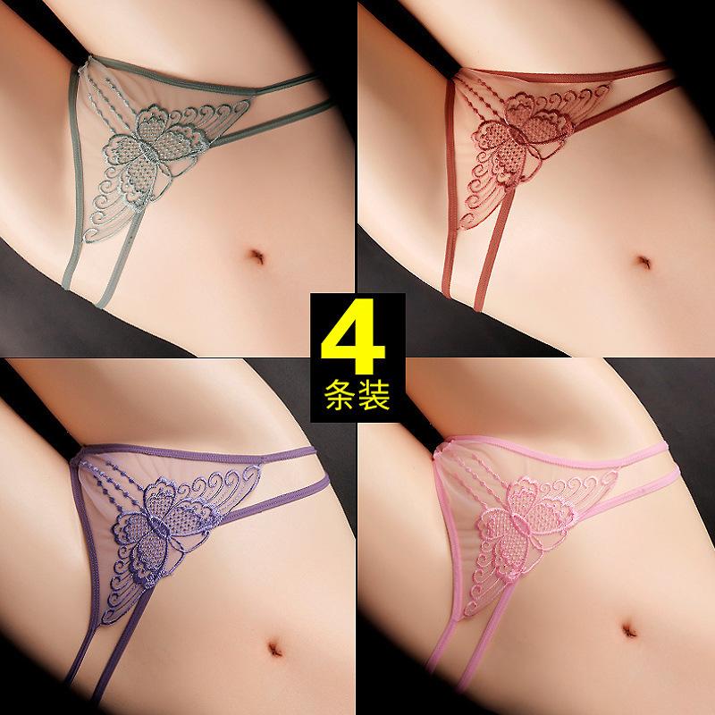 Women's panties Lace sexy cut-out embroidery cute bow thin strap high elastic breathable new briefs