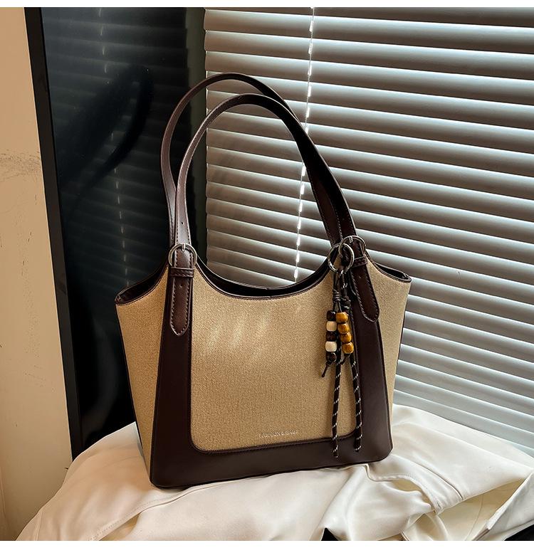 Herbst/Winter Retro Schulter-Eimerbeutel mit großem Fassungsvermögen - Modische Damenhandtasche für den Weg zur Arbeit