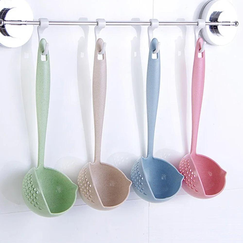 Soup Spoon Ladle Silicone Pot Spoons With Long Handle Spoon Home Strainer Cooking Colander Utensils Kitchen Scoop Tableware Hot