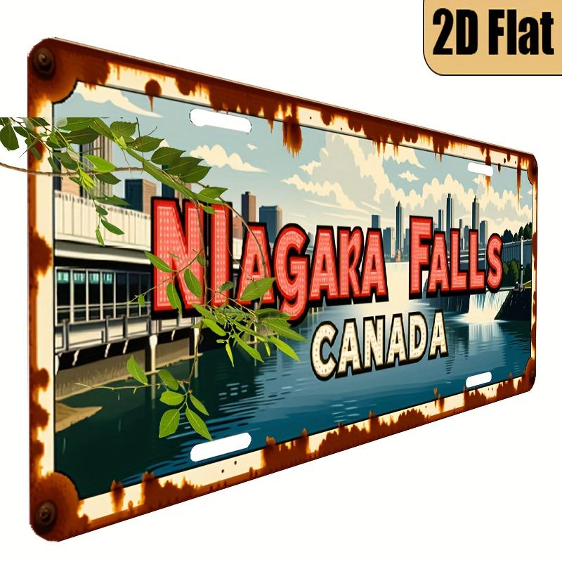 pc Vintage Niagara Falls Canada License Plate Retro Canadian Car Plate Replica with Niagara Falls ON Black Red Lettering 15x30cm(5.9x7.8inch)