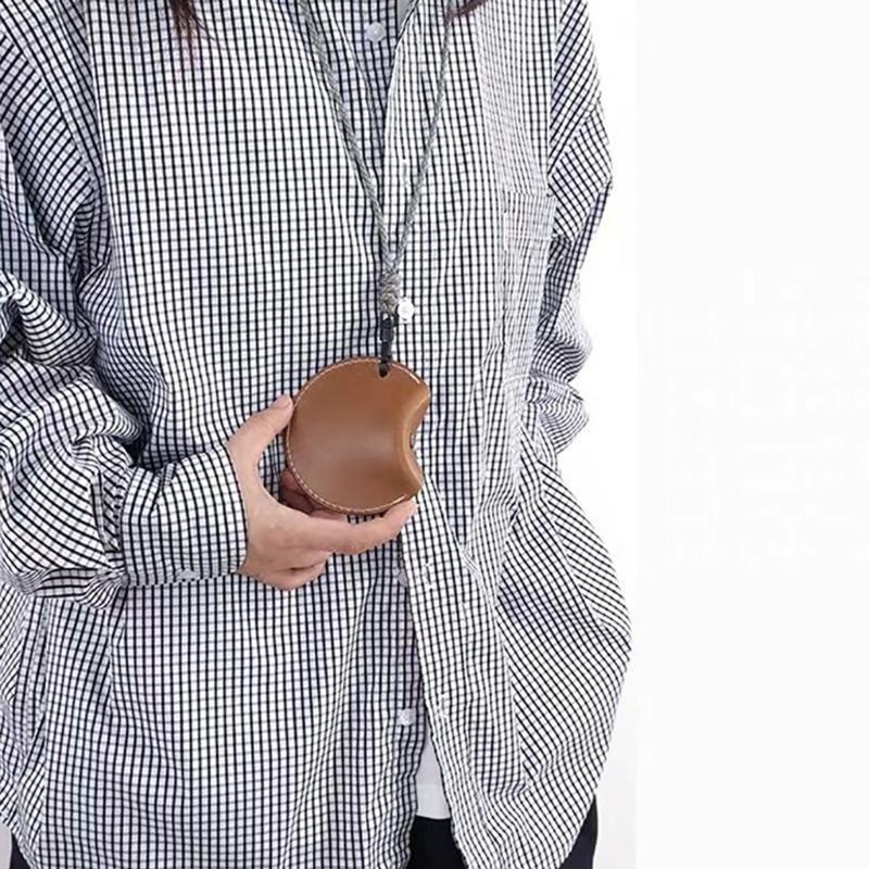 Leather Travel Accessory Holder Versatile Leather Bag with Easy to Use Buckles Straps Practical Neckalce Pouches