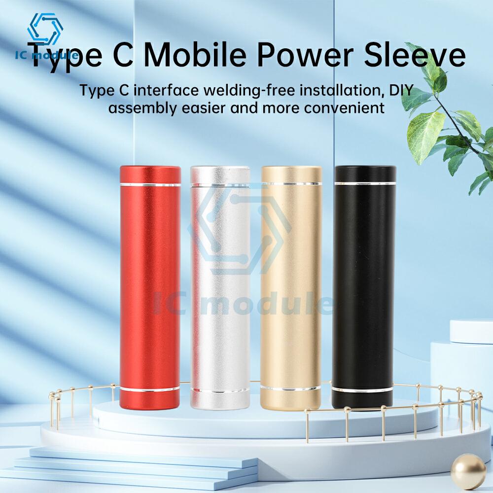 18650/21700 Power Bank Case Kit Cylindrical Aluminum Alloy Welding-Free Type C Mobile Power Supply Kit 5V2A Fast Charge