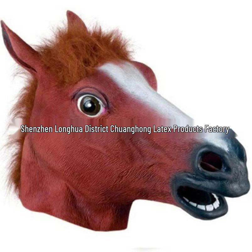 BoJack Horseman Brown Horse Latex Mask - Halloween Animal Headgear