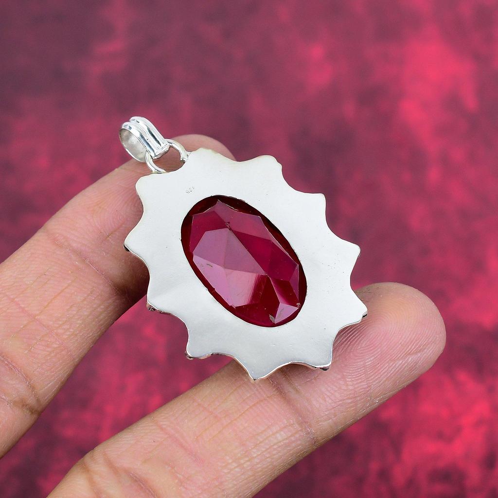 Rubelit 925 Solid Sterling Silver Hänge, Handgjort Ädelstenshänge Smycken, Gåvor Till Hustru Helt Nytt Hänge