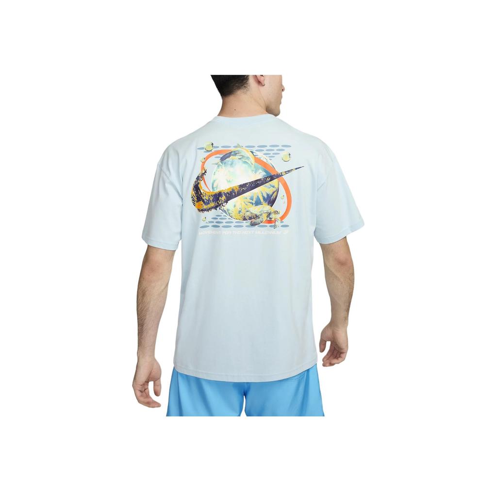 Nike Max90 Letter Logo Crew Neck Casual Pullover Short Sleeve T-Shirt Men Tops Glacier-Blue FV4048-474