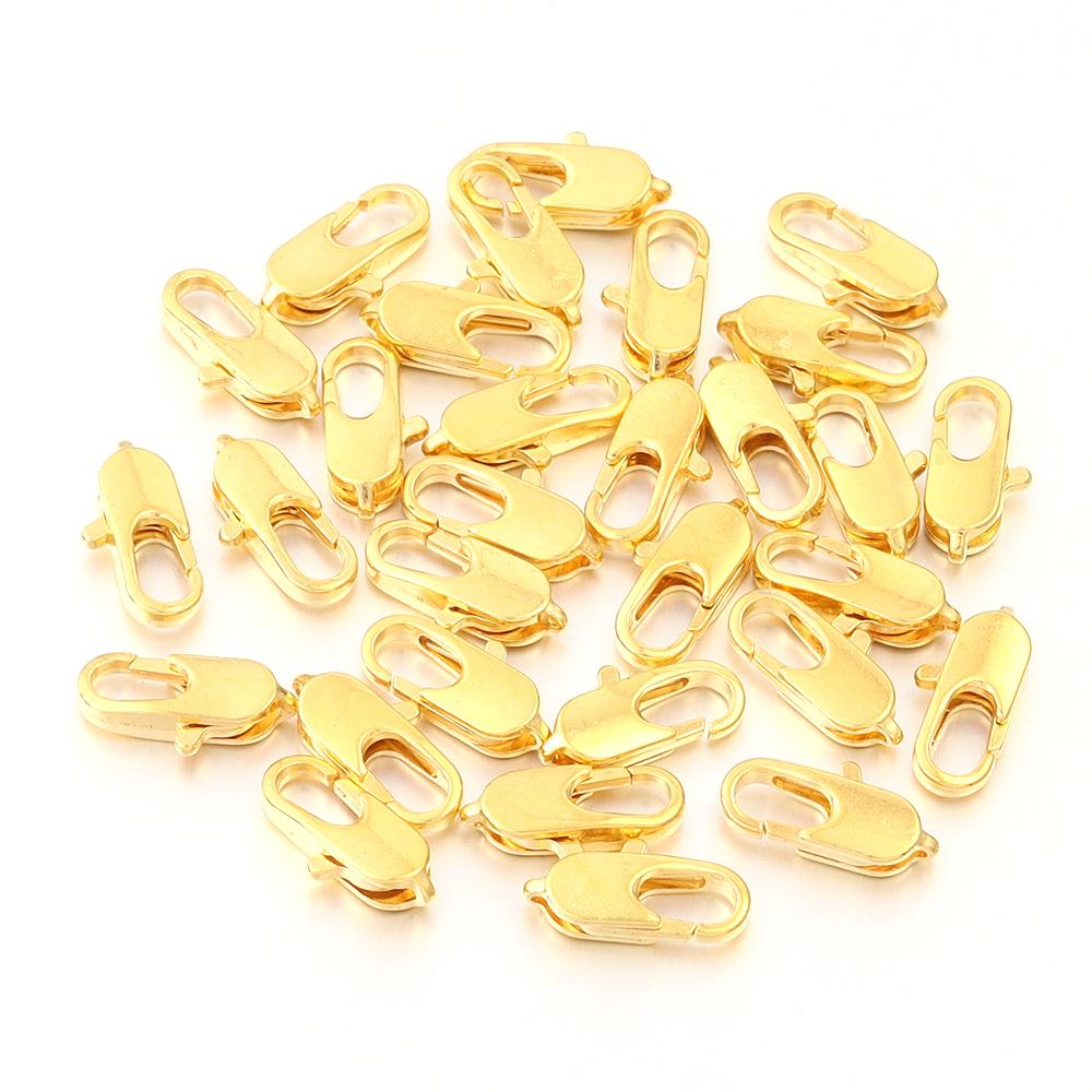 50Pcs/lot Copper Alloy Lobster Clasp Hooks 12x5mm Flat Snap Clasps For Jewelry Making Supplies DIY Necklace Key Chain Wholesale