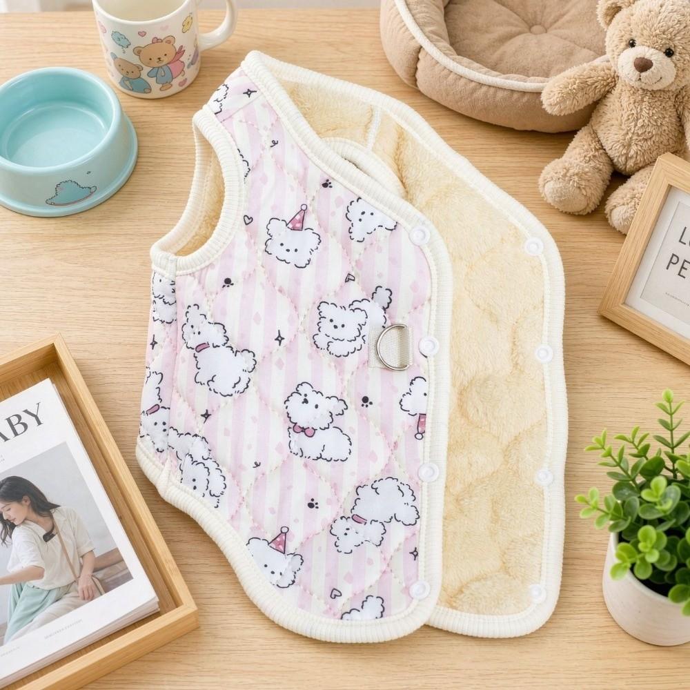 Thick Padded Pet Dog Clothes Back Opening Snap Button Closure Dog Winter Vest Sleeveless Soft Lining Pet Winter Coat Dogs Cats