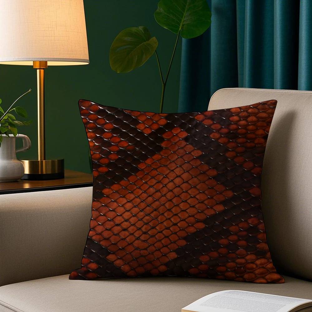 Snake Skin Pattern Pillow Case Plush Fabric Soft Pillowcase Double Sided Print Sofa Cushion Cover Throw