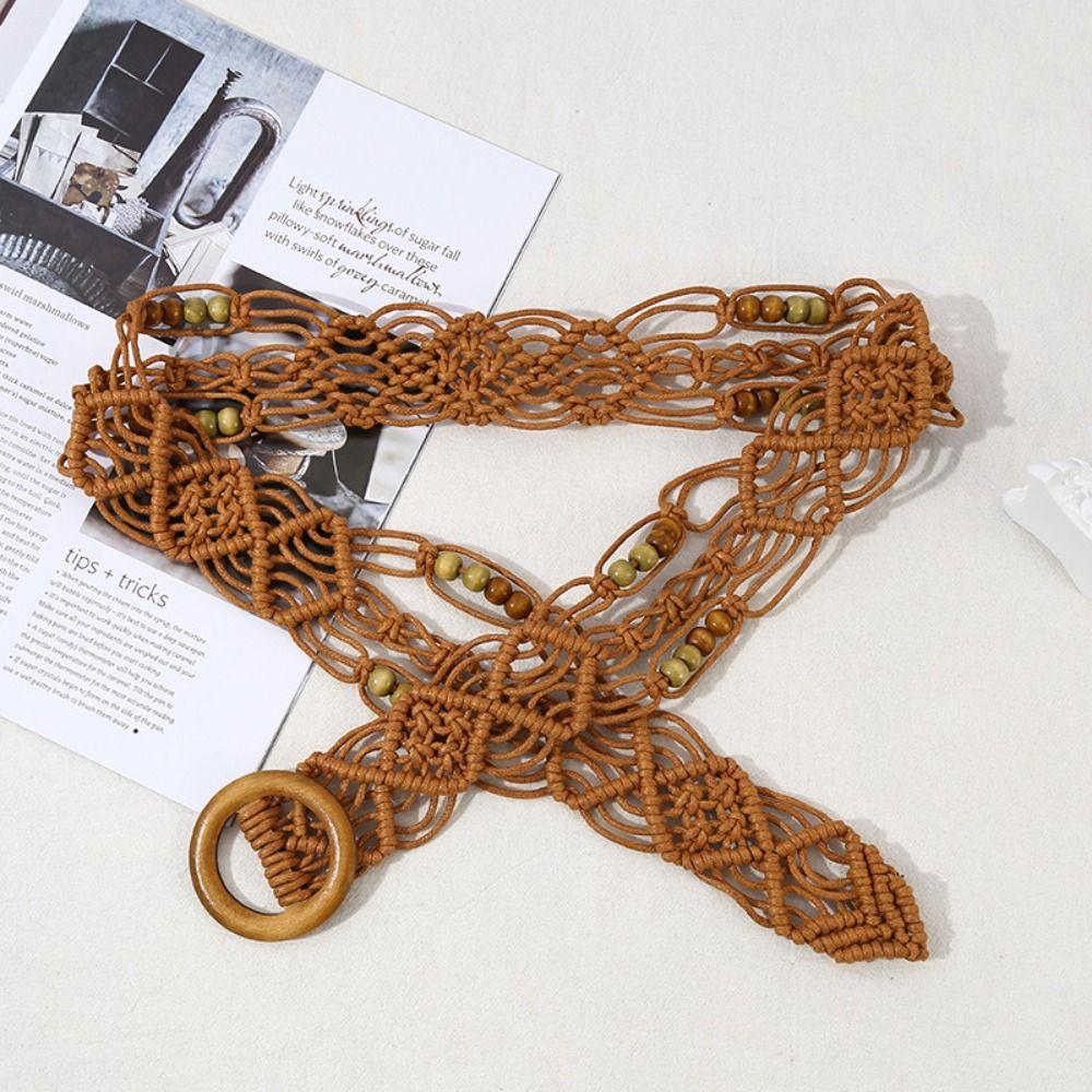 Retro Bohemian Style Belt Woven Waist Rope Vintage Weave Belt  Waist Accessories