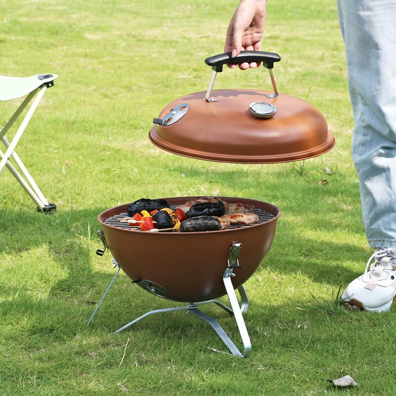 OEING Portable Outdoor Camping Ball Grill with Thermometer