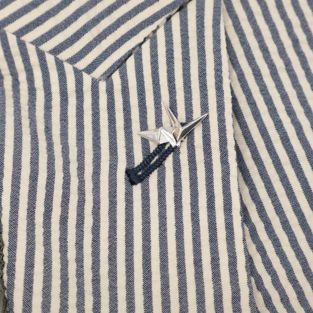 1piu1uguale3 MRB552 Blue x White Striped Seersucker Single Breasted Jacket Jacket V Blue x whiteUsed