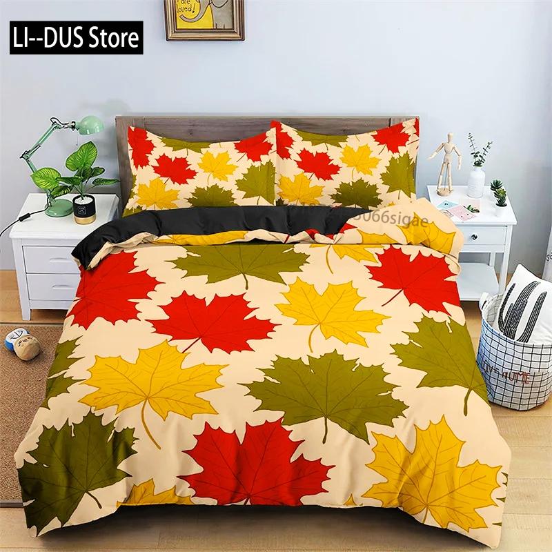 Comforter Canadian Maple Leaves Autumn Theme Bedding Set Microfiber Leaf Comforter Twin Full King For Kids Adult Bedroom