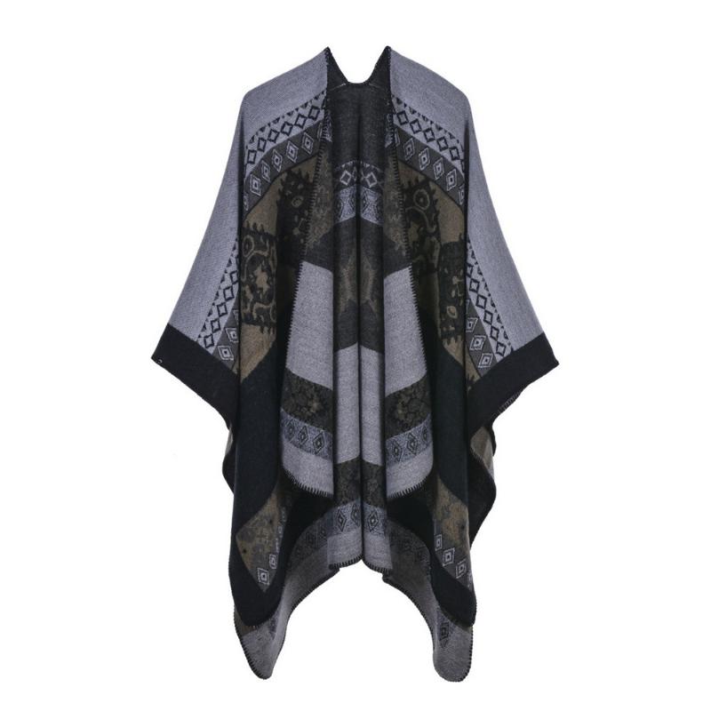 Ethnic Style Shawl Summer Outer Wear Women's Large Shawl Cape Cloak High-end Knitted Scarf