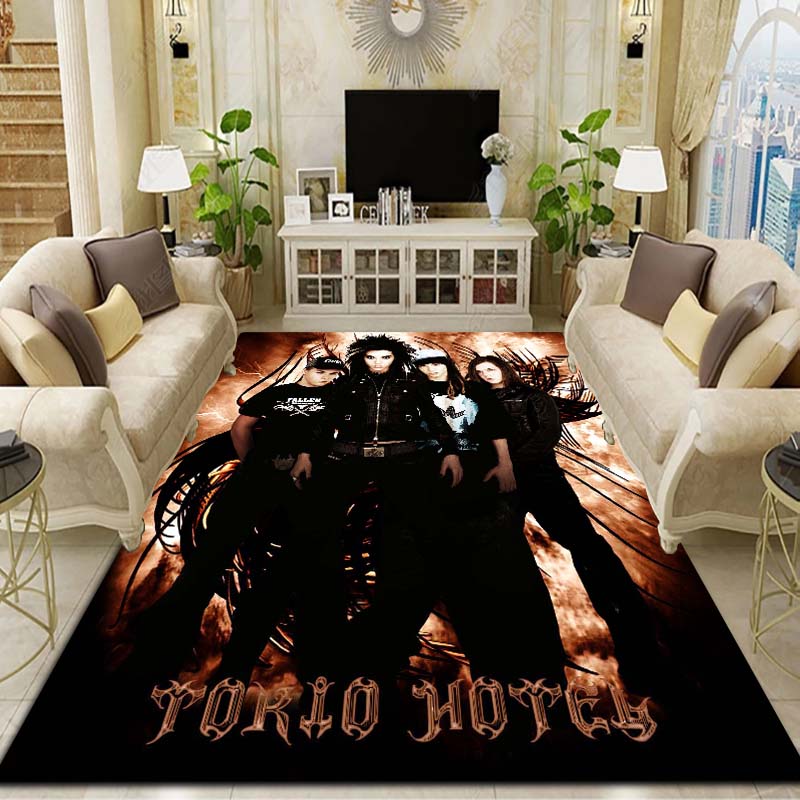 Tokio Hotel Rock Band Area Flannel Rug 3D Print Bill Tom Kaulitz Non Slip Soft Carpet Living Room Bedroom Home Decor Rock Gift
