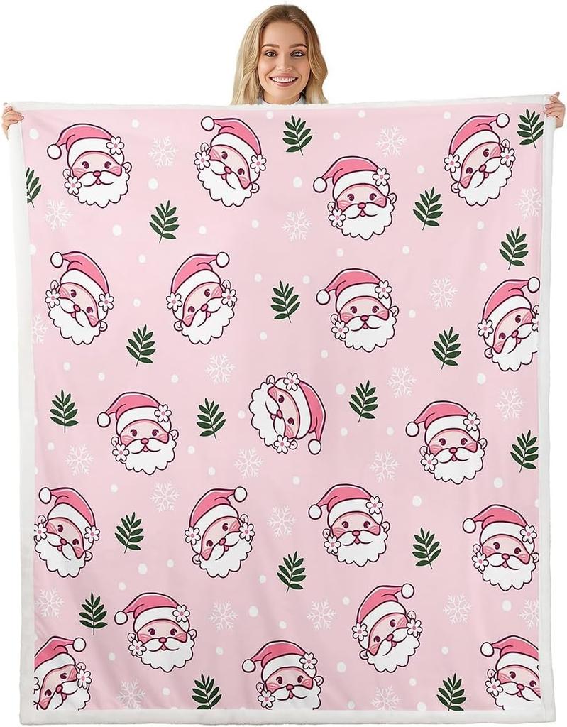 Merry Christmas Sherpa Throw Blanket for Couch Gnomes Super Soft Cozy Fleece Santa Claus Blanket for Winter,Plush Xmas Tree Baby