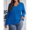 JPNTKY Women's Fashion Casual Solid Color Print Long Sleeve  V Neck Blouses & Shirts