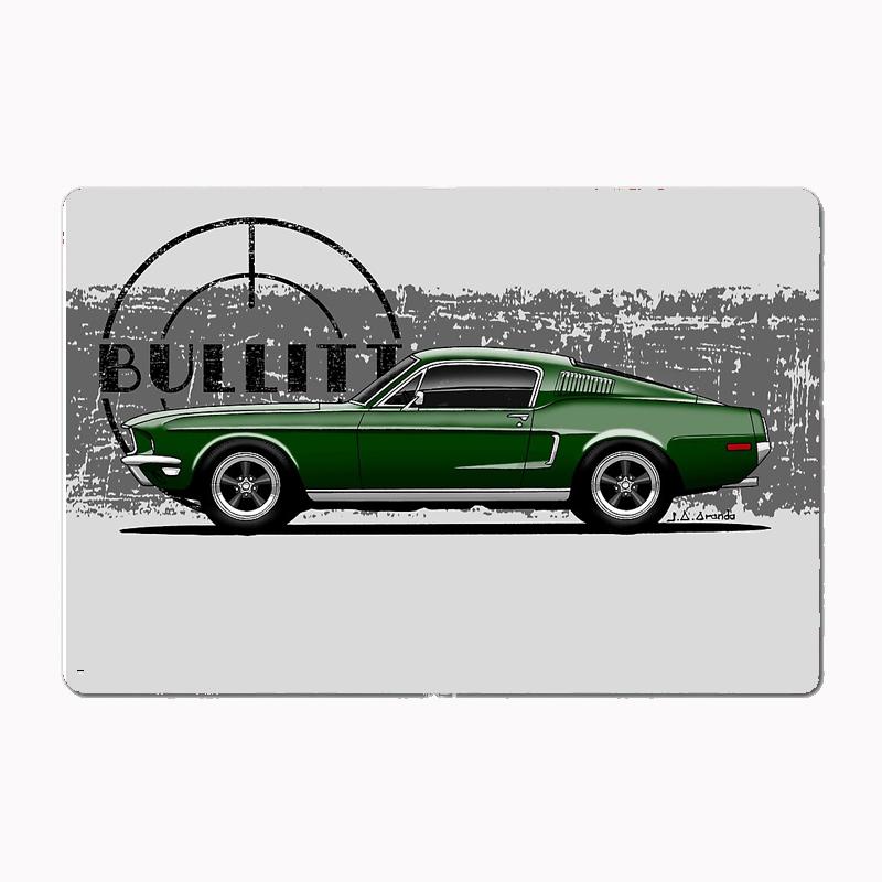 The Bullitt Iconic Muscle Car From The Movie Posters Metal Sign Kitchen Wall Art Decor Garage Room Decor Tin Home Decor