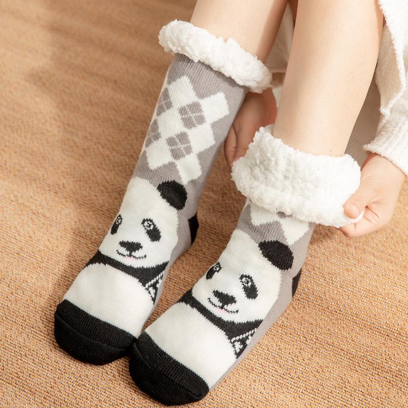 "Women's Plush Coral Fleece Christmas Socks - Cozy Winter Sleep & Carpet Leg Warmers"