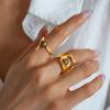 Tiger's Eye Irregular Round Double Open Ring Retro Jewelry