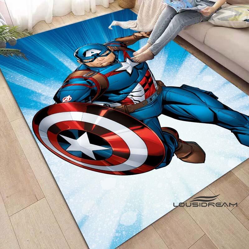 Captain America Cartoon-Themed Rug — Living Room Home Décor, Bedroom, Sofa & Doormat Accent, Children's Rug, Non-Slip Mat