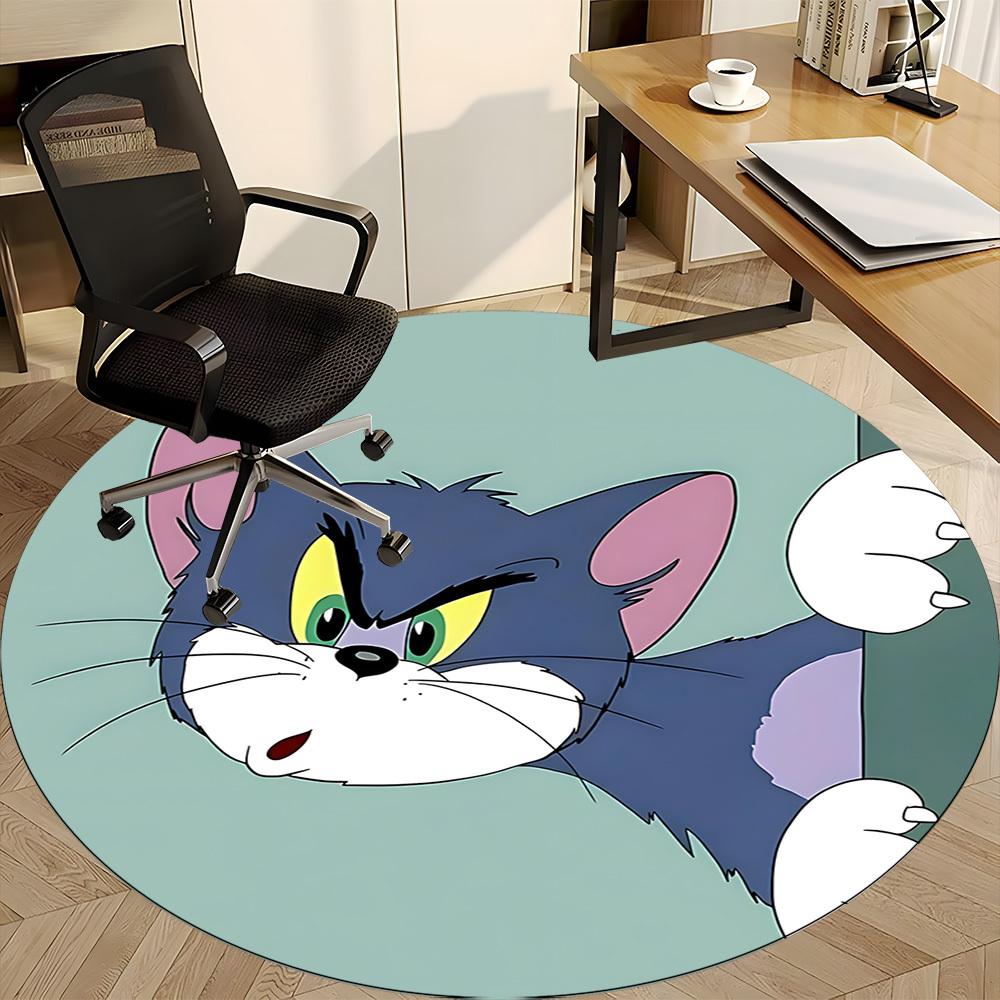 1pc Tom Jerry Office Round Area Rug, Under Office Chairs Bedroom Living Room Home Decor, Room Decoa1016106