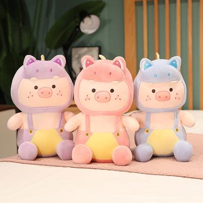 25 / 35 / 45 cm multfilma plīša cūku lelles Kawaii cūciņa kombinezoni ar spilvenu pildīti mīksta dzīvnieku rotaļlieta, bērnu nomierināšanas dāvana bērniem, meitenēm