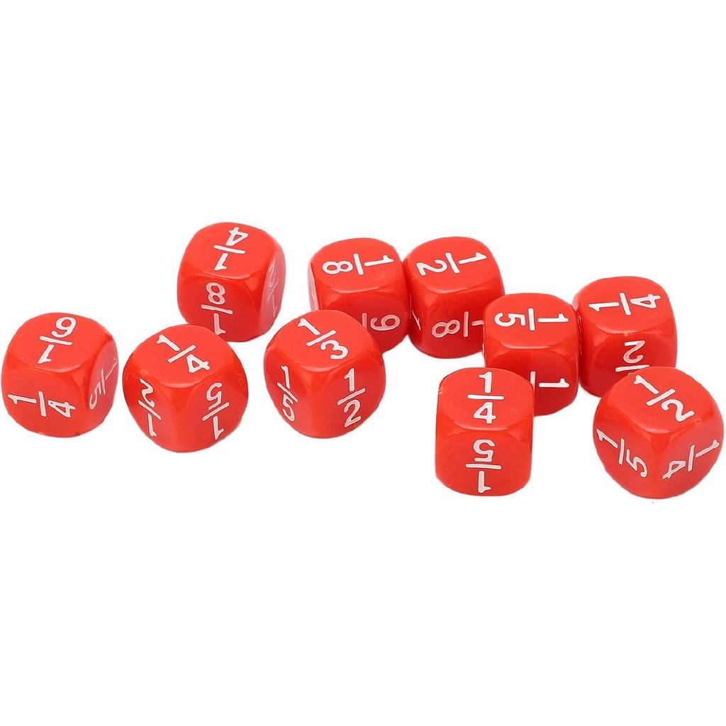 Fraction Dice, 20Pcs Multi Faceted Math Fraction Dices Fraction Dice Class Set Table Game Accessories for Kids Math Practice (Red)