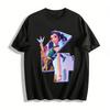 Cyberpunk Style Chinese Trendy Girl Print T-shirt Loose Casual Cool Unisex Summer Top Pure Cotton T-shirt