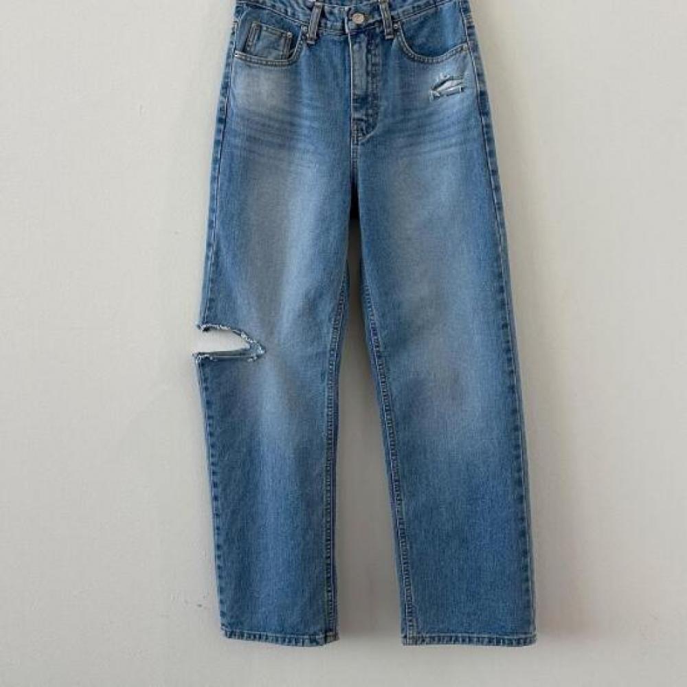 Neuheiten Offener Schnitt Boyfriend-Passform Cutout Weite Hosen Zerrissener Denim