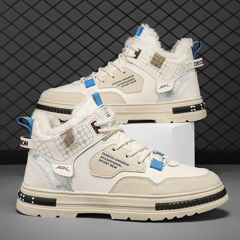 Men's Winter Plush Insulation Platform Shoes Lace-up Vulcanized Shoes Comfortable Autumn Ankle Boots Casual Sports Board Shoes