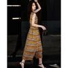 Demana Women's 100% Mulberry Silk Ethnic Striped Sleeveless Dress